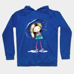 Cute girl in the rain with an umbrella Hoodie